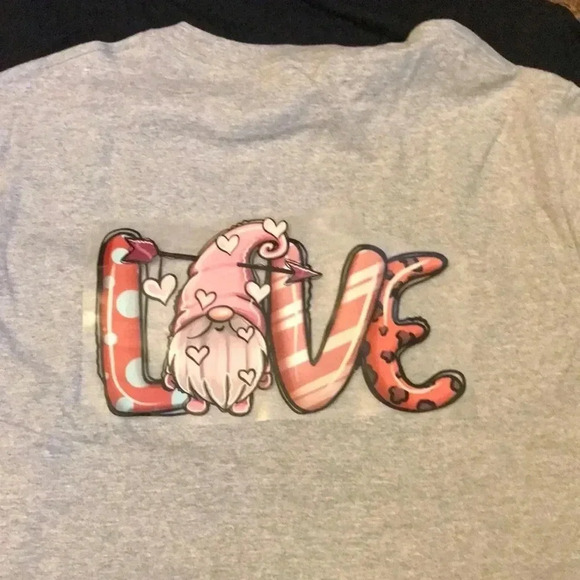 Custom made shirt with gnome LOVE‎ iron on decal - Picture 1 of 4